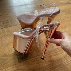 Pleaser Adore Rose Gold Heels - Like New!